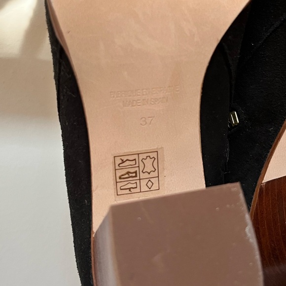 FREE PEOPLE Black Suede Heeled Boots size 37/ 6.5 - Picture 5 of 6